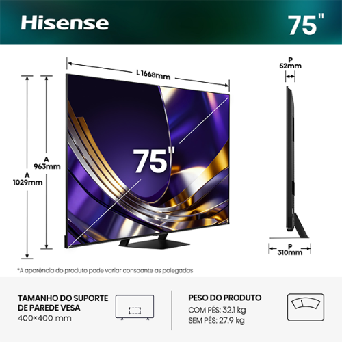 MINI LED HISENSE - 75U7S PRO