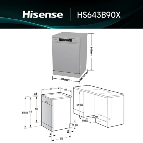 MÁQUINA DE LAVAR LOUÇA HISENSE - HS643B90X