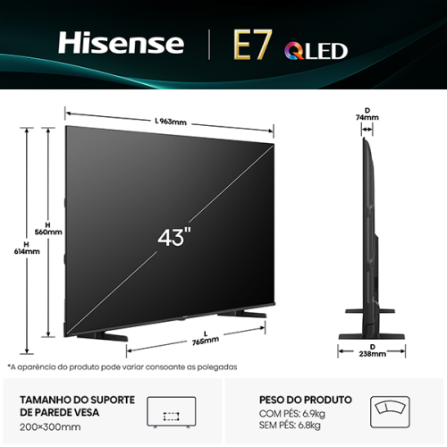 QLED HISENSE - 43E7Q