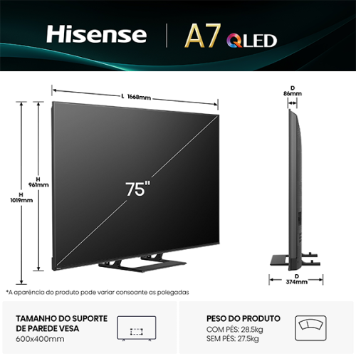 QLED HISENSE - 75A7Q